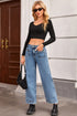 Patch Pocket Straight Leg Loose Fit Jeans